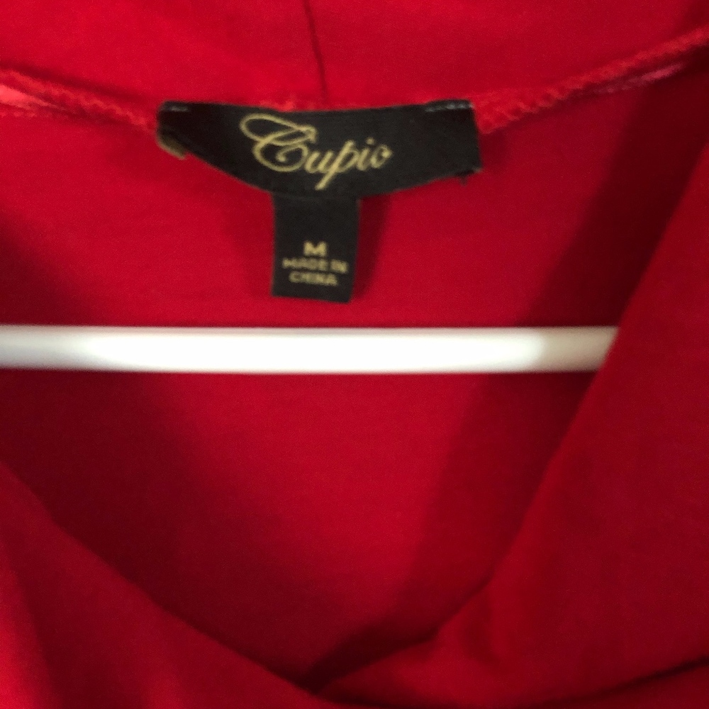 Red Cowl-neck tunic top, size medium